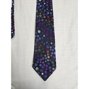 Countess Mara Tie Mens Black Multicolor Dots All Silk Made In USA Neckwear